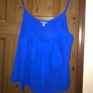 Blue ruffle tank top